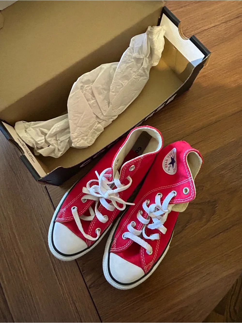 Kids Converse Red High-Top Canvas Sneakers with White Laces